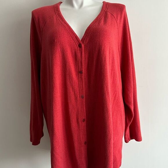 Salmon Buttom-up Cardigan Sweater, Size 3X, Columbia - Picture 2 of 8